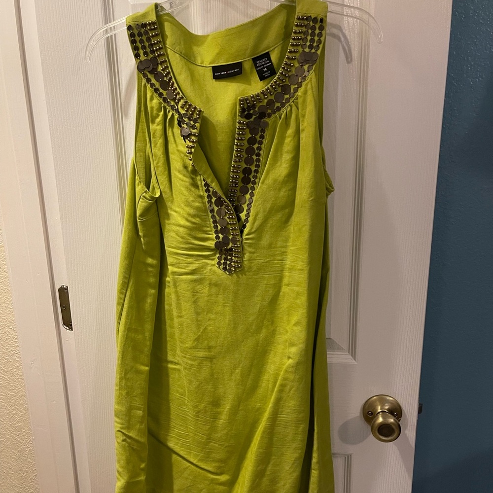 New York & Company Dress: Mini Color: Green Size: Medium
